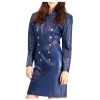 Women Trench Coat Stylish Admiral Blue Leather Coat Sale